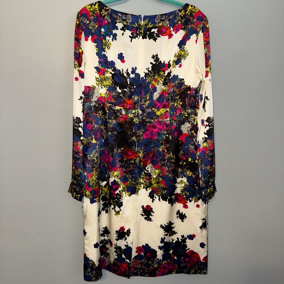 EUC Erdem Floral Silk Sheath Long Sleeve Dress Size 14 US - Picture 8 of 10
